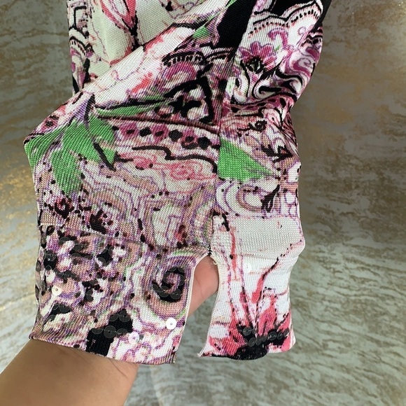 Bebe Pink/White Sequinned Floral Mini Length Dress Size S - Picture 7 of 13